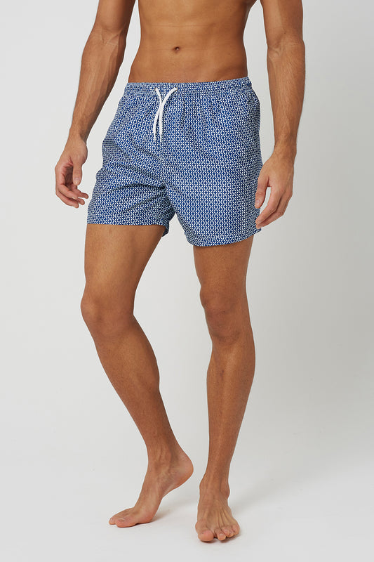 Brave Soul Blue Printed Swim Shorts - Blue Image 1