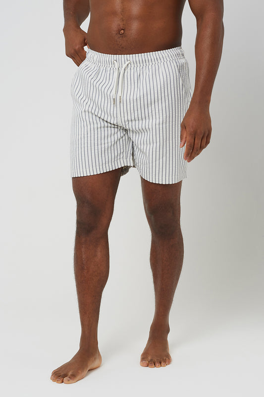 Brave Soul Cream Elasticated Swimshorts - Cream Image 1