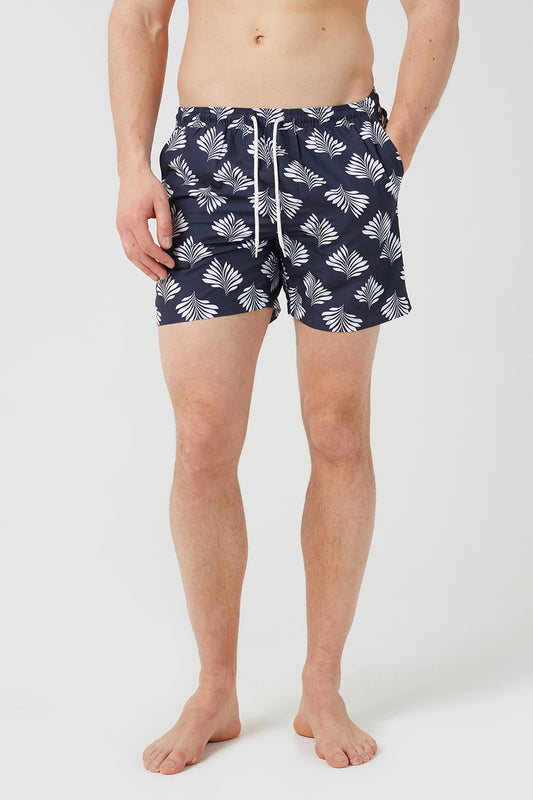 Brave Soul Navy Printed Swim Shorts - Navy Image 1