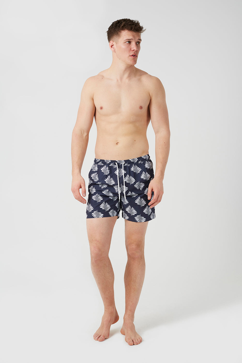 Brave Soul Navy Printed Swim Shorts - Navy Image 3