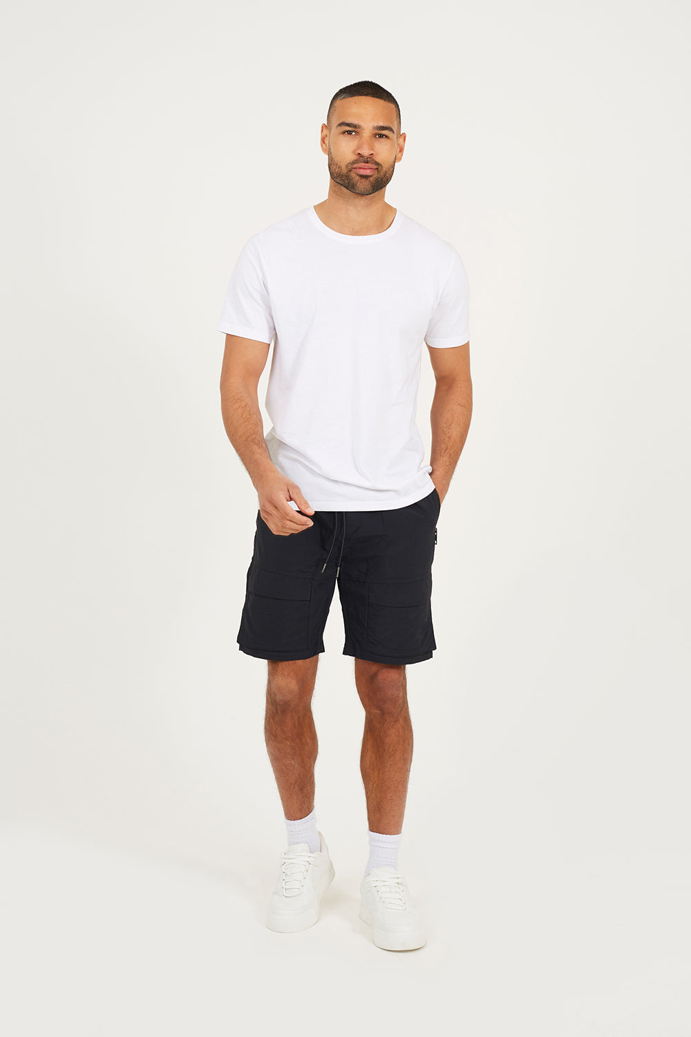 Brave Soul Black Cotton Utility Elasticated Waist Shorts - Black Image 3