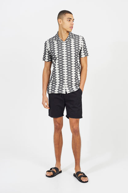 Brave Soul Black Cotton Chino Shorts with Turn Up Hem - Black Image 3