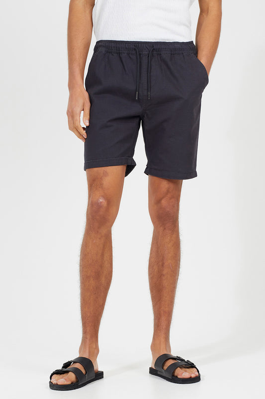 Brave Soul Navy Cotton Chino Shorts with Turn Up Hem - Navy Image 1