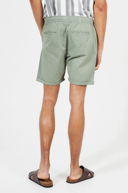 Brave Soul Pale Green Cotton Chino Shorts with Turn Up Hem - Pale Green Image 2