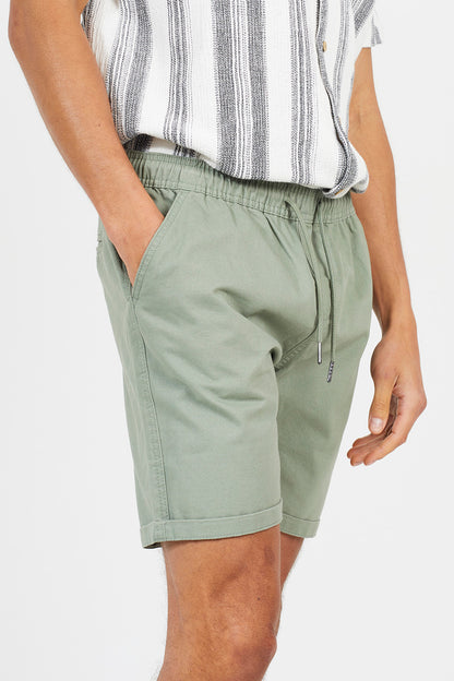 Brave Soul Pale Green Cotton Chino Shorts with Turn Up Hem - Pale Green Image 4