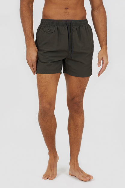 Brave Soul Khaki Elasticated Swimshorts - Khaki Image 1