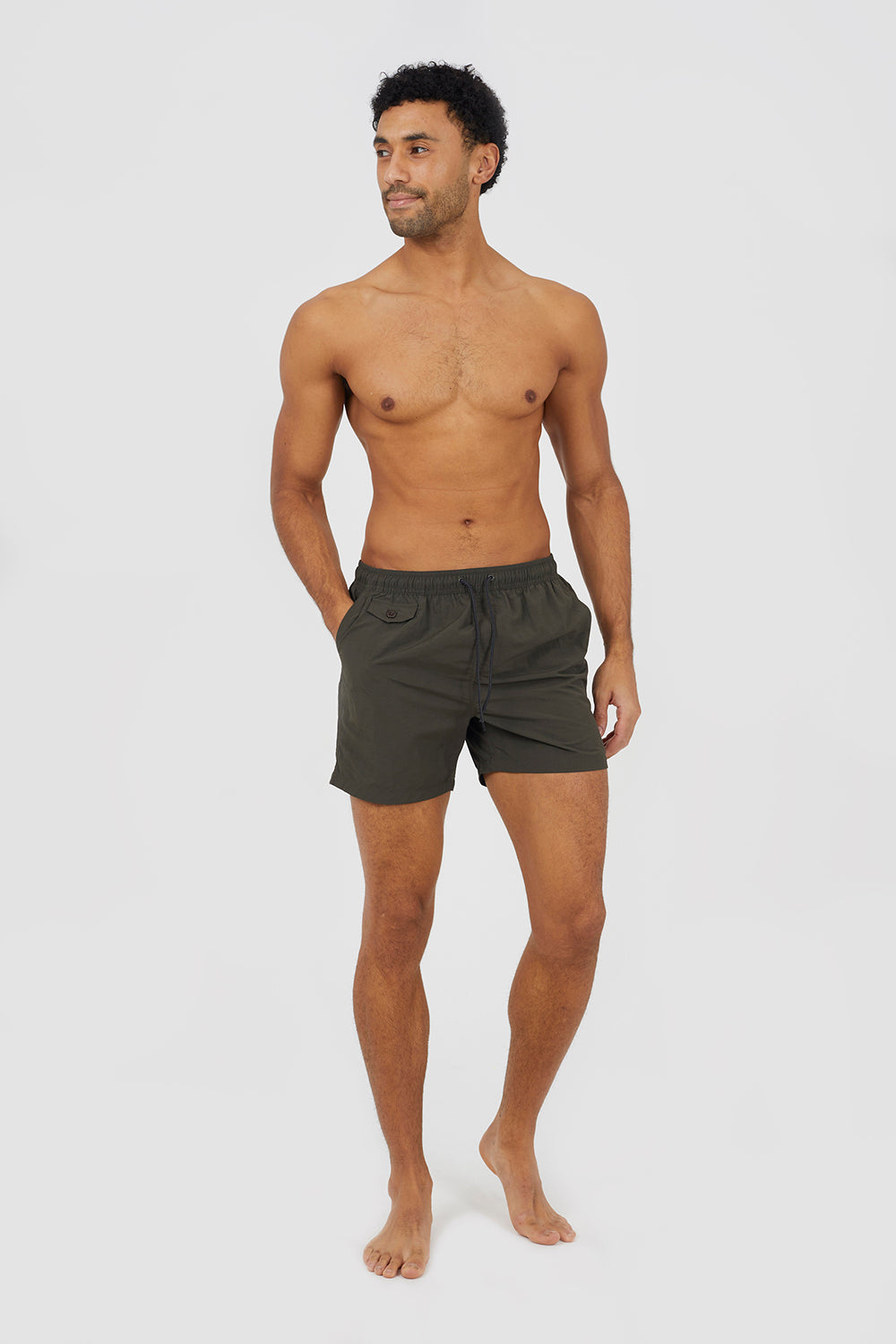Brave Soul Khaki Elasticated Swimshorts - Khaki Image 3