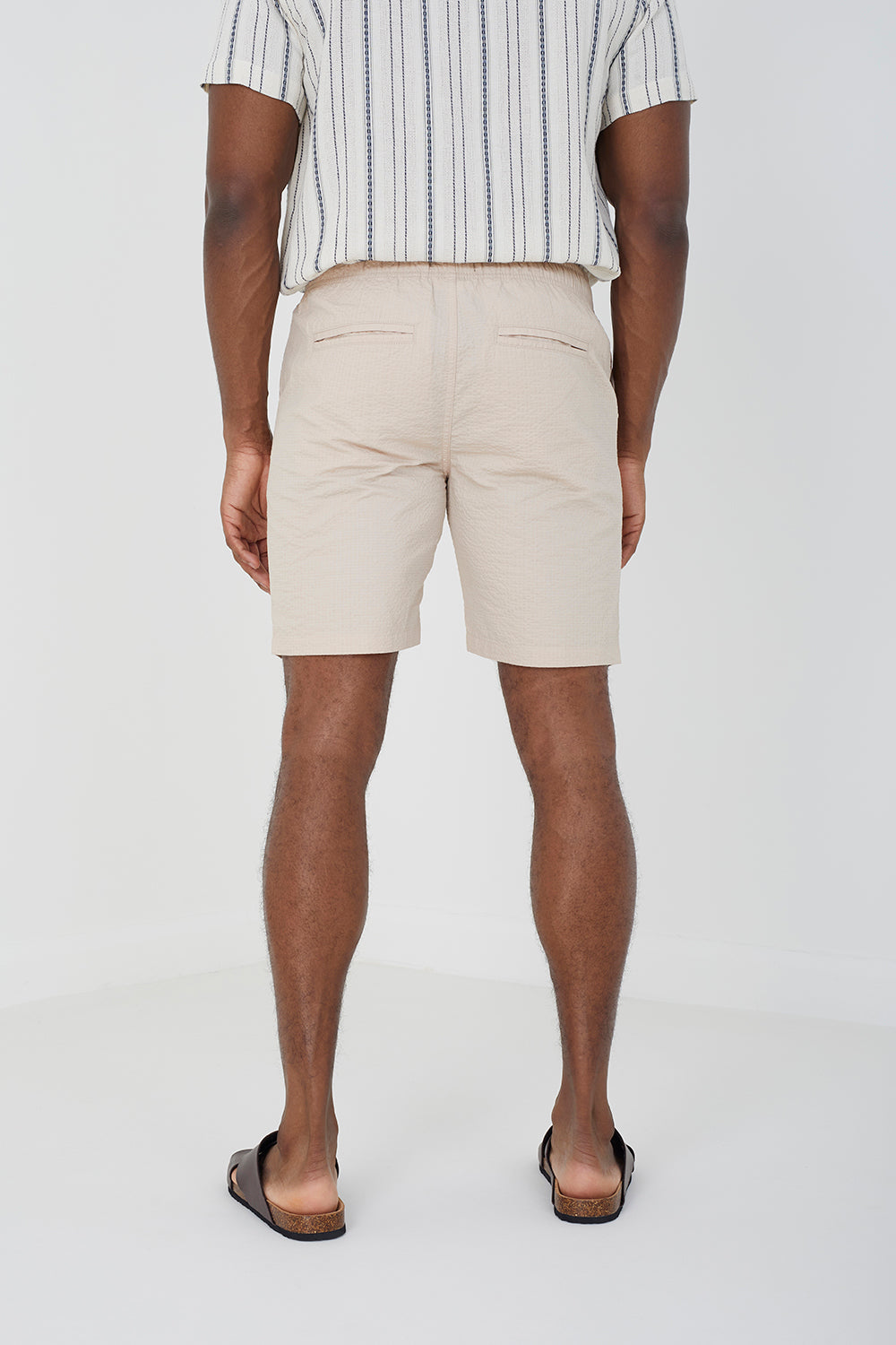Brave Soul Stone Cotton Seersucker Shorts - Stone Image 2