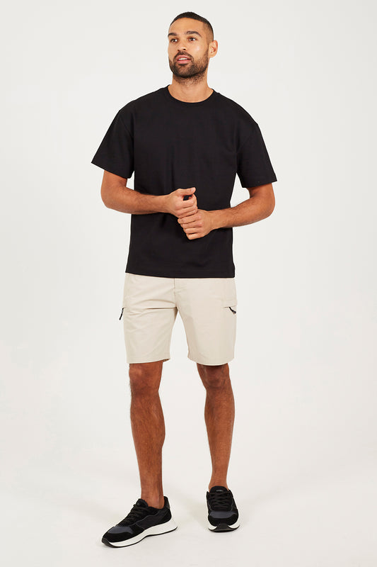 Brave Soul Stone Belted Pocket Detail Shorts - Stone Image 1