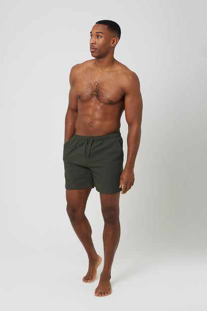 Brave Soul Khaki Seersucker Swim Shorts - Khaki Image 3
