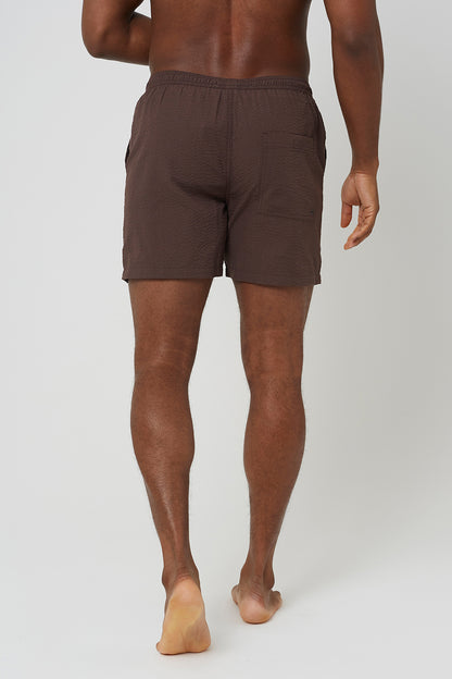 Brave Soul Brown Seersucker Swim Shorts - Brown Image 2