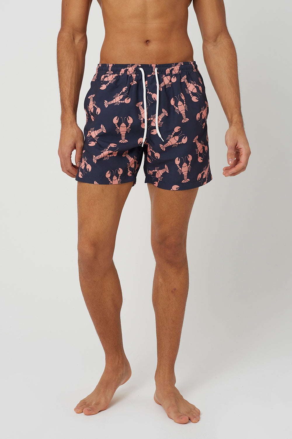 Brave Soul Navy Printed Swim Shorts - Navy Image 1