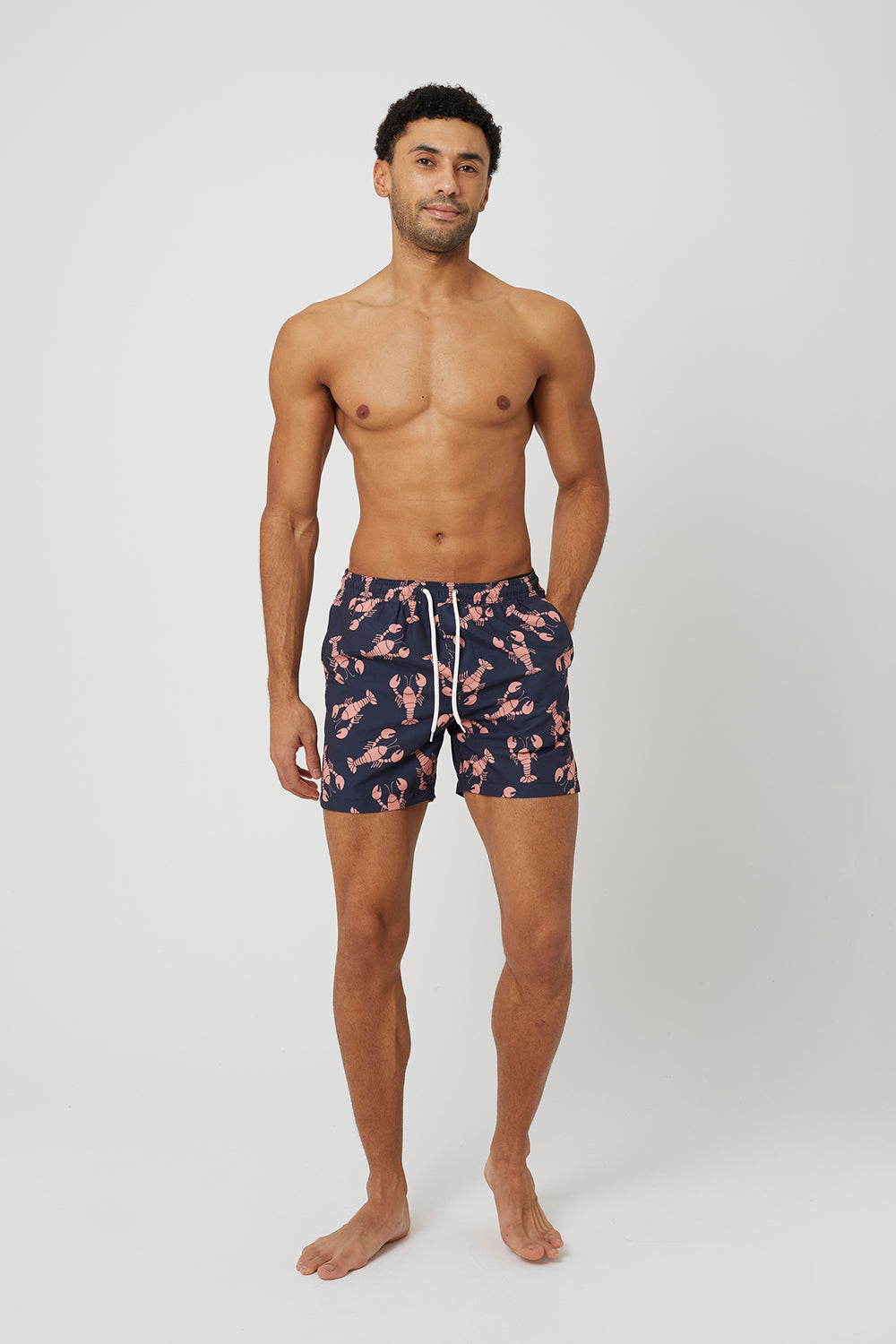 Brave Soul Navy Printed Swim Shorts - Navy Image 3