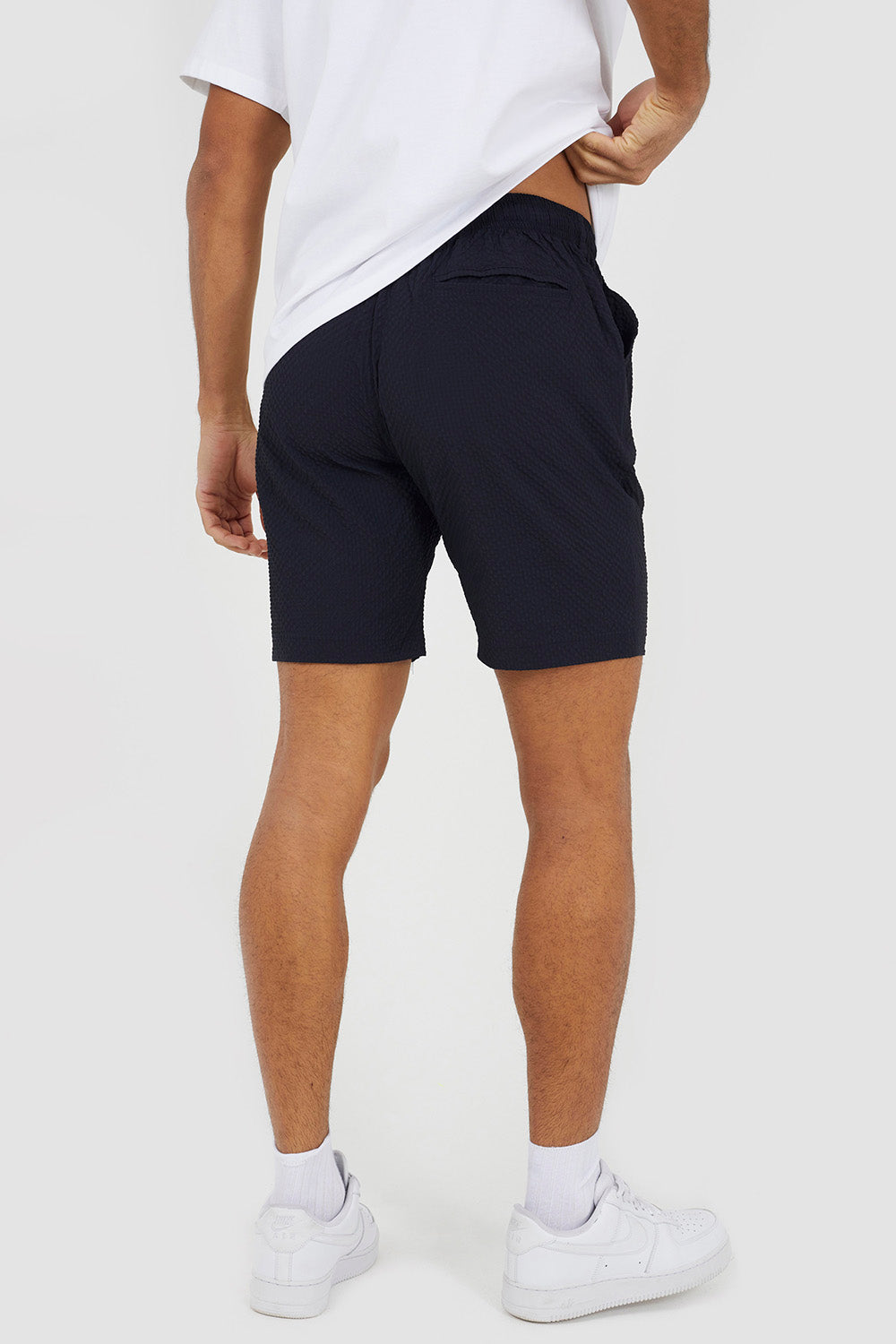 Brave Soul Navy Seersucker Drawcord Shorts - Navy Image 2