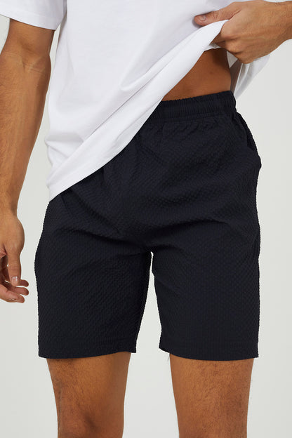 Brave Soul Navy Seersucker Drawcord Shorts - Navy Image 4
