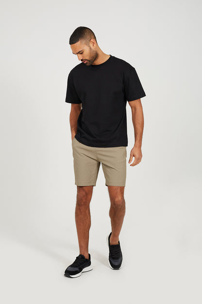 Brave Soul Taupe Textured Seersucker Drawcord Shorts - Taupe Image 3