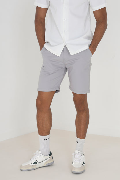 Brave Soul Grey Cotton Twill Chino Shorts - Grey Image 1