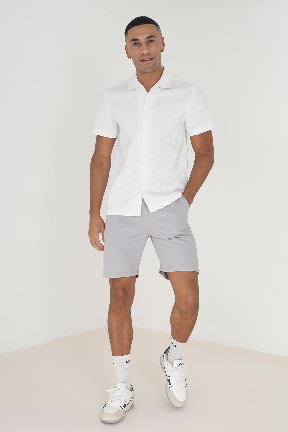 Brave Soul Grey Cotton Twill Chino Shorts - Grey Image 3