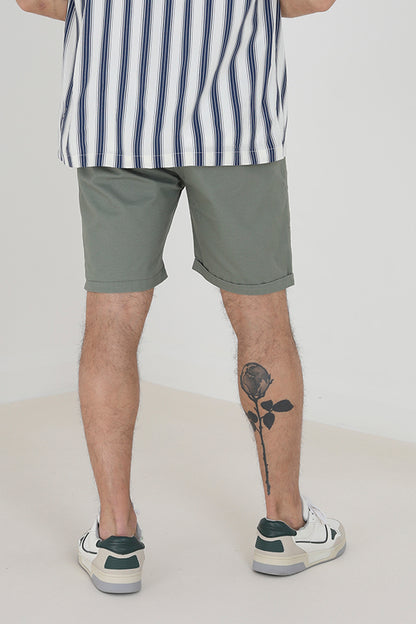 Brave Soul Green Cotton Twill Chino Shorts - Green Image 2