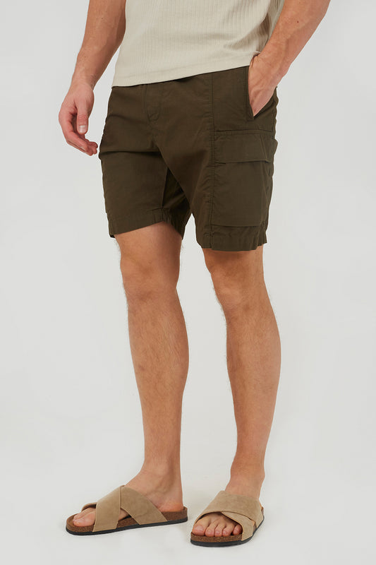 Brave Soul Khaki Ripstop Cargo Shorts - Khaki Image 1