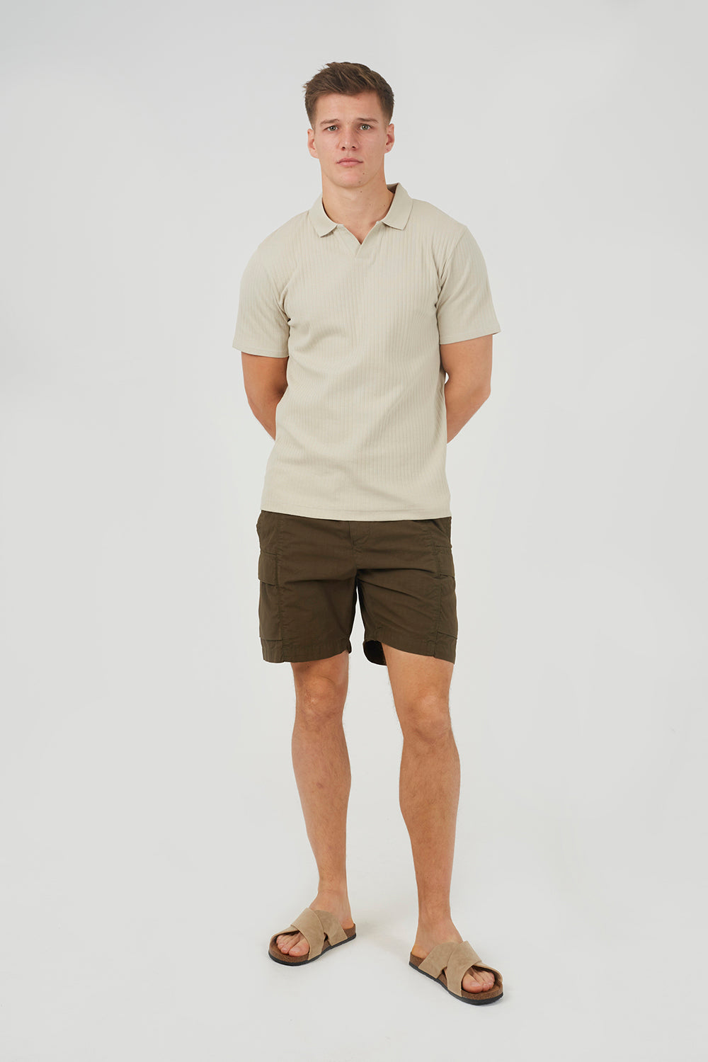 Brave Soul Khaki Ripstop Cargo Shorts - Khaki Image 3