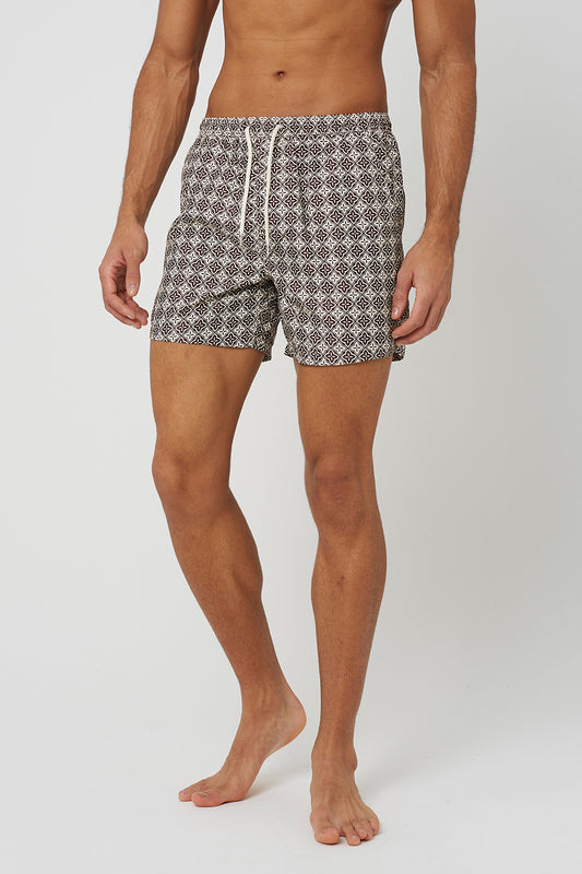 Brave Soul Brown Printed Swim Shorts - Brown Image 1