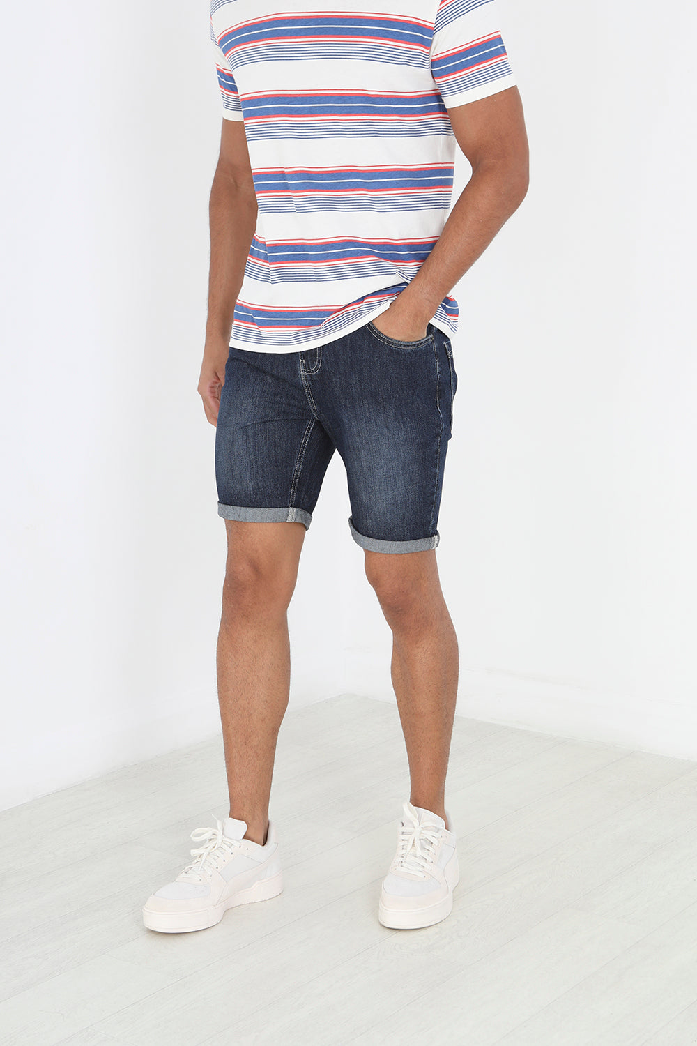 Brave Soul Dark Blue Denim Shorts - Dark Blue Image 1