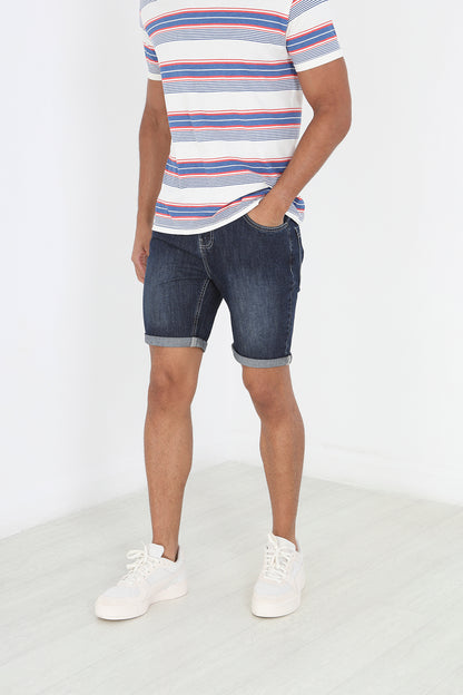 Brave Soul Dark Blue Denim Shorts - Dark Blue Image 1