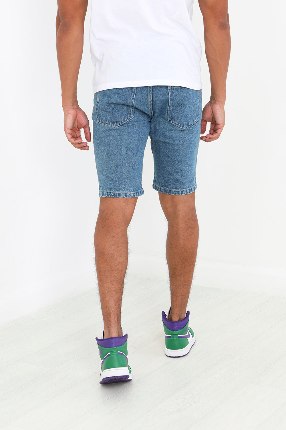 Brave Soul Mid Blue Cotton Denim Shorts - Mid Blue Image 2
