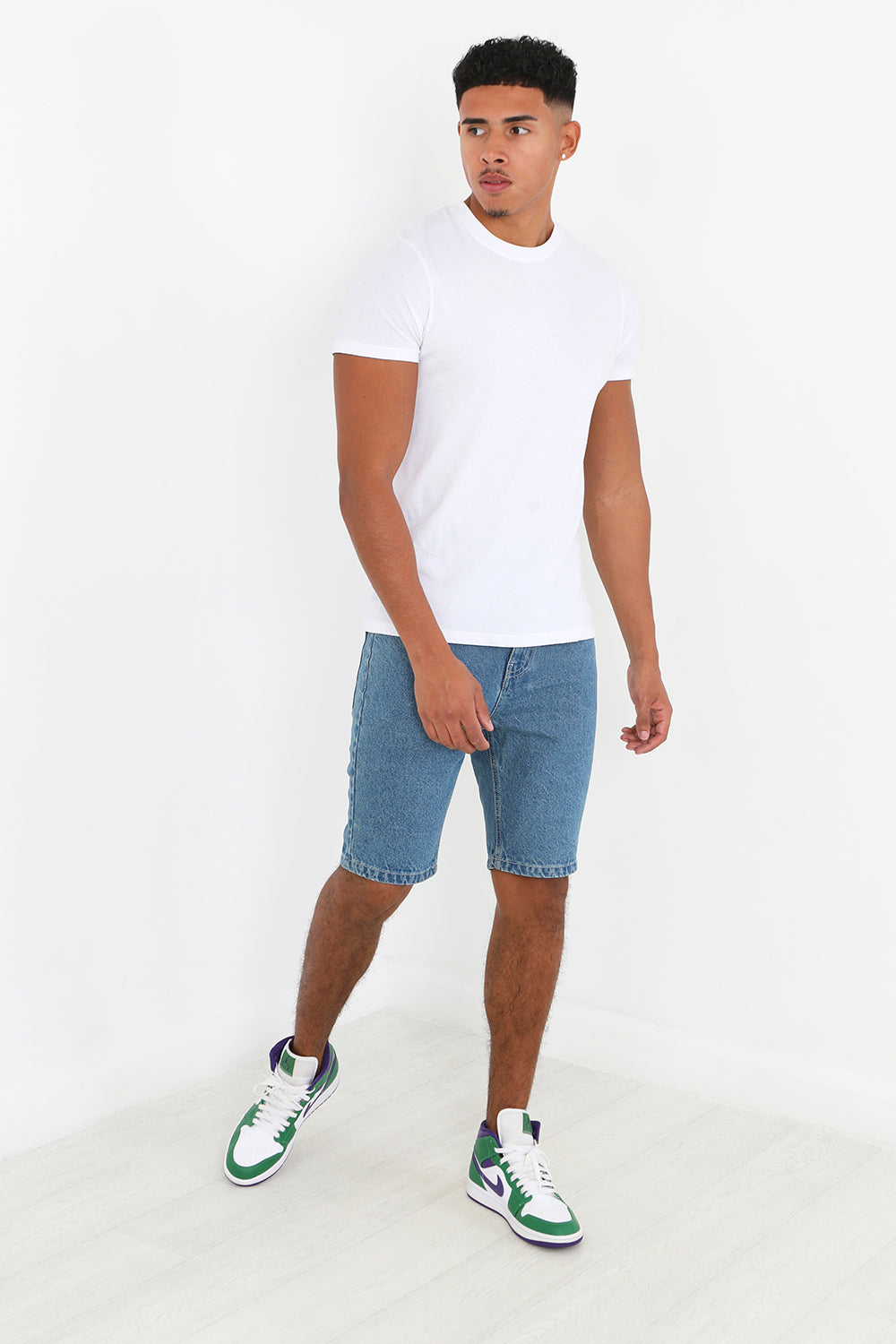 Brave Soul Mid Blue Cotton Denim Shorts - Mid Blue Image 3
