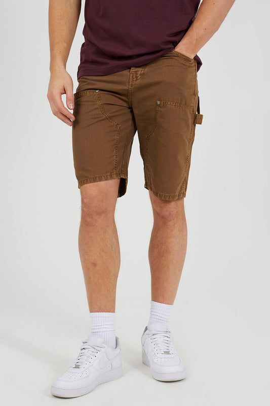 Brave Soul Brown Carpenter Button-Up Shorts - Brown Image 1