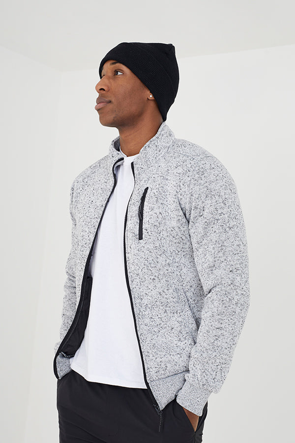 Brave Soul Grey Funnel Neck Zip Through Sweatshirt - Grey Image 1