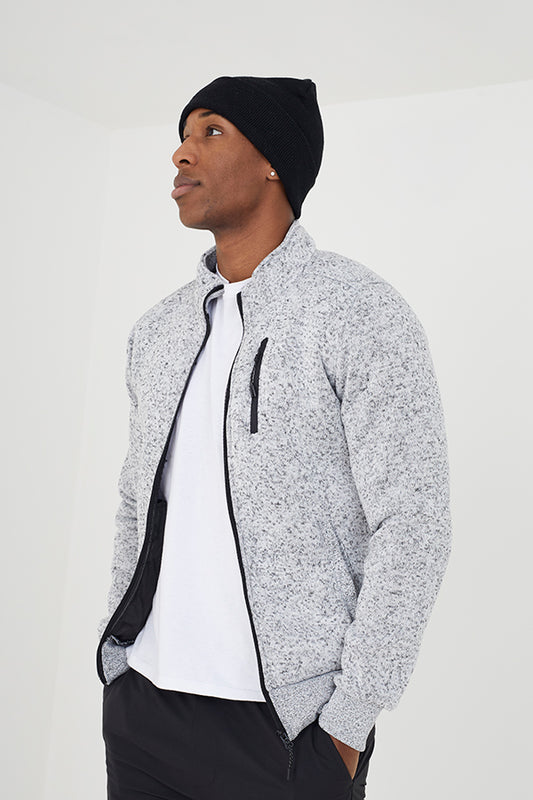 Brave Soul Grey Funnel Neck Zip Through Sweatshirt - Grey Image 1
