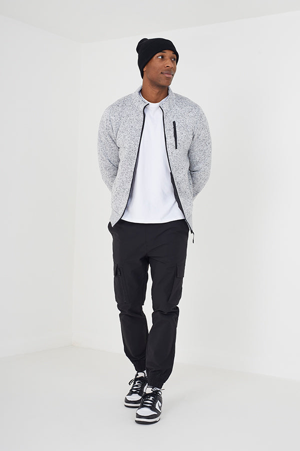 Brave Soul Grey Funnel Neck Zip Through Sweatshirt - Grey Image 3