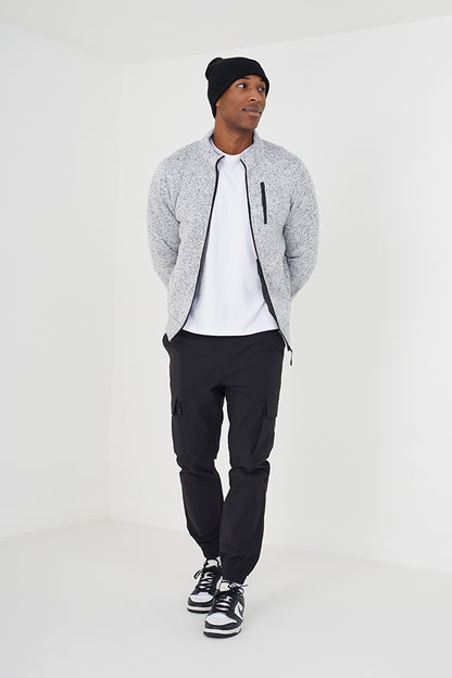 Brave Soul Grey Funnel Neck Zip Through Sweatshirt - Grey Image 3