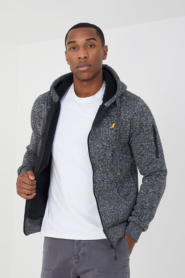 Brave Soul Black Zip Through Hoodie - Black Image 1