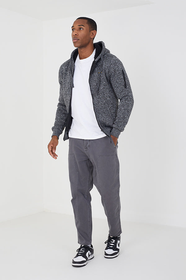Brave Soul Black Zip Through Hoodie - Black Image 3