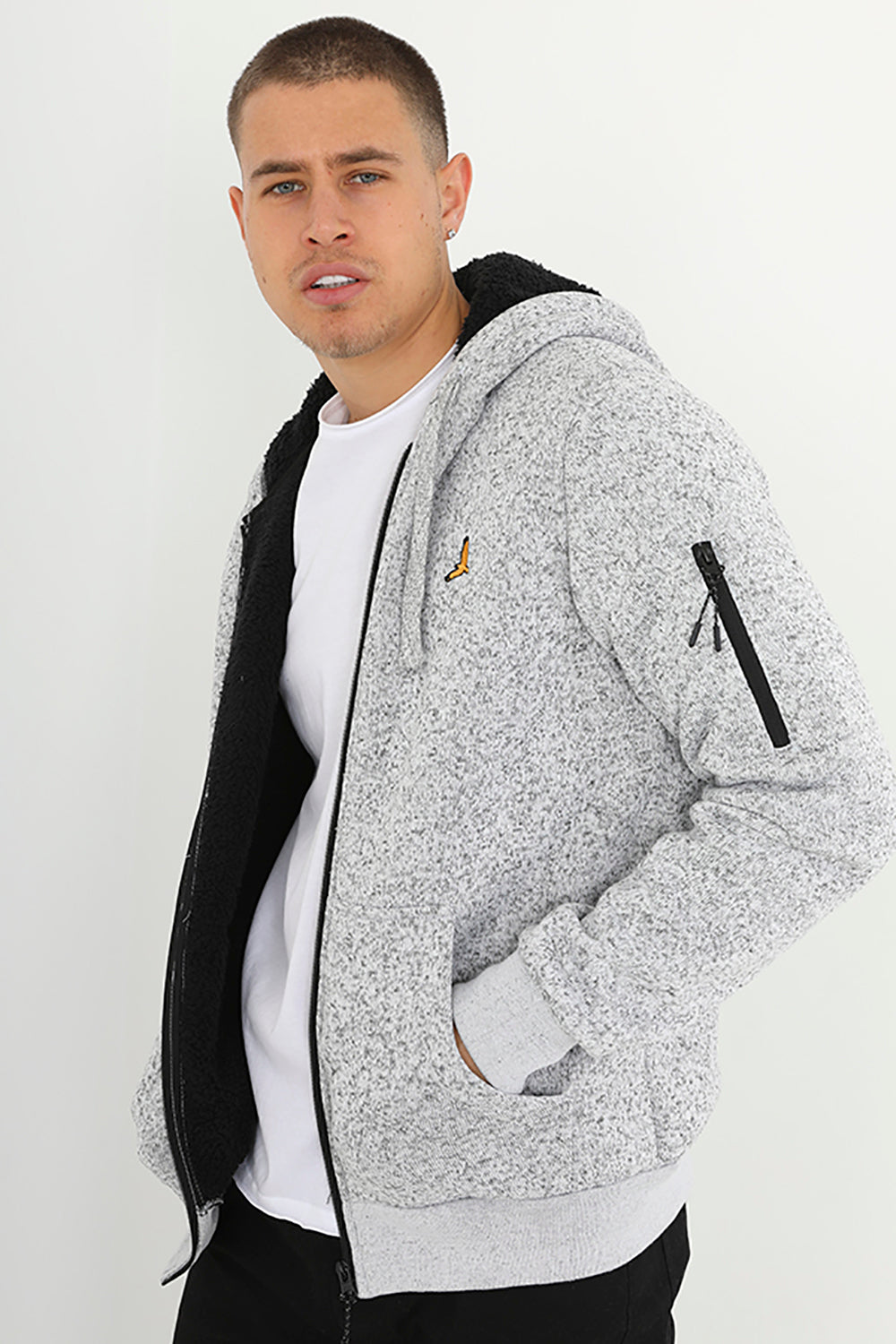Brave Soul Grey Zip Through Hoodie - Grey Image 1