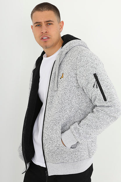 Brave Soul Grey Zip Through Hoodie - Grey Image 1