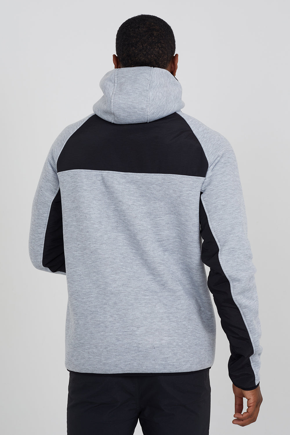 Brave Soul Light Grey Contrast Panel Zip Through Hoodie - Light Grey Image 2