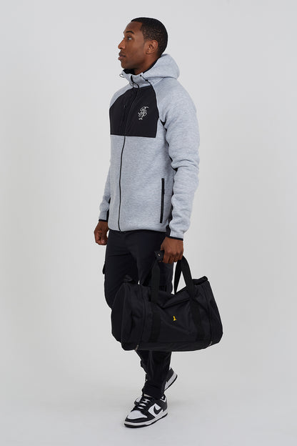 Brave Soul Light Grey Contrast Panel Zip Through Hoodie - Light Grey Image 3