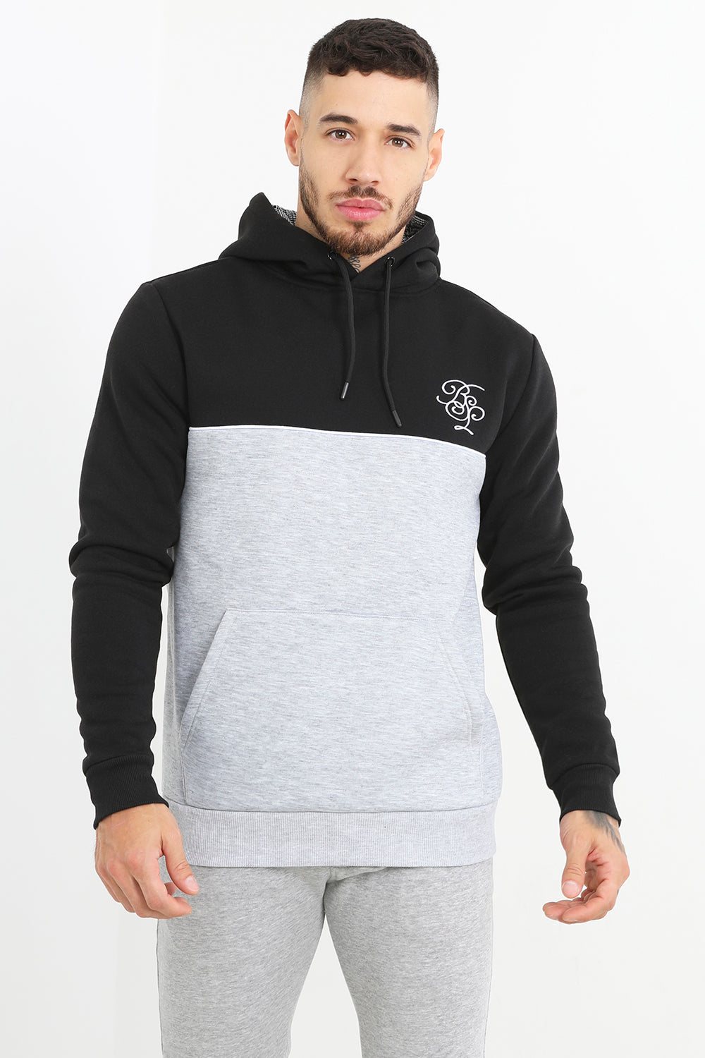 Brave Soul Black Colour Block Overhead Hoodie - Black Image 1