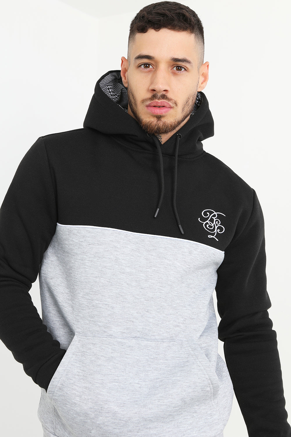 Brave Soul Black Colour Block Overhead Hoodie - Black Image 3