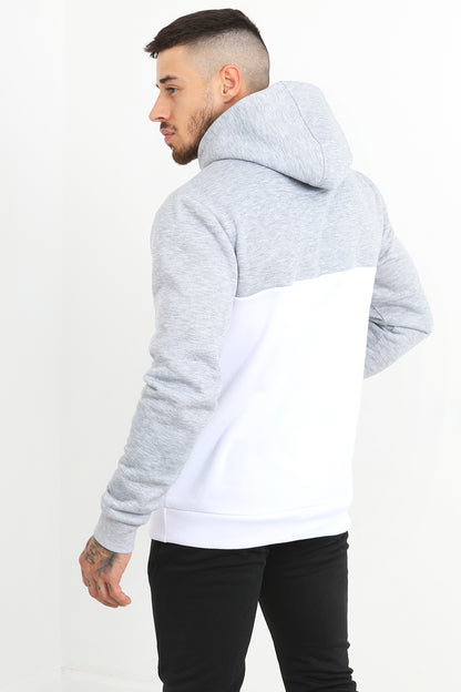 Brave Soul Light Grey Colour Block Overhead Hoodie - Light Grey Image 2