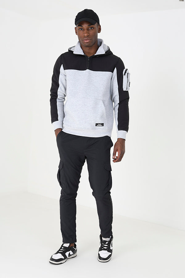 Brave Soul Light Grey Mixed Fabric Overhead Hoodie - Light Grey Image 3