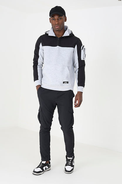Brave Soul Light Grey Mixed Fabric Overhead Hoodie - Light Grey Image 3
