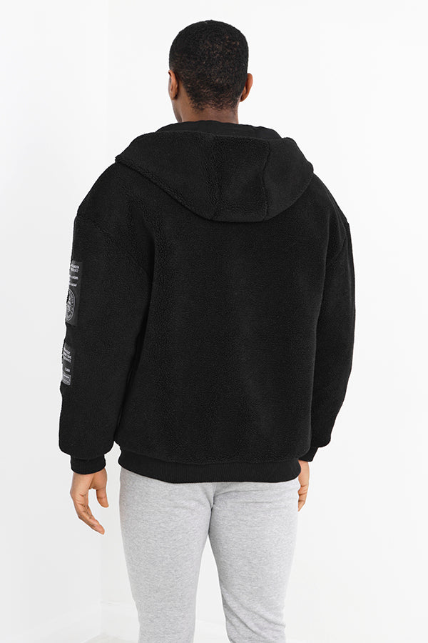 Brave Soul Black Teddy Cargo Style Jacket - Black Image 2