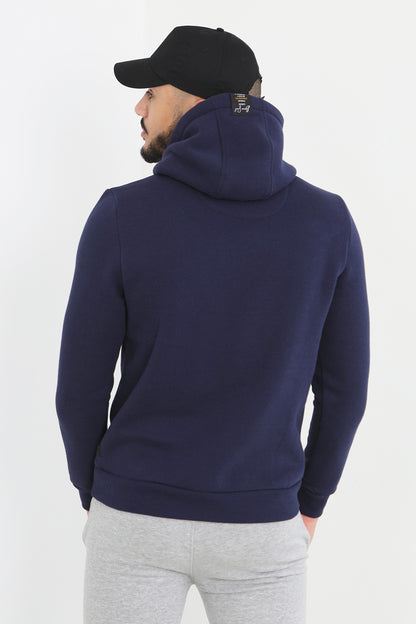 Brave Soul Navy Graphic Print Hoodie - Navy Image 2