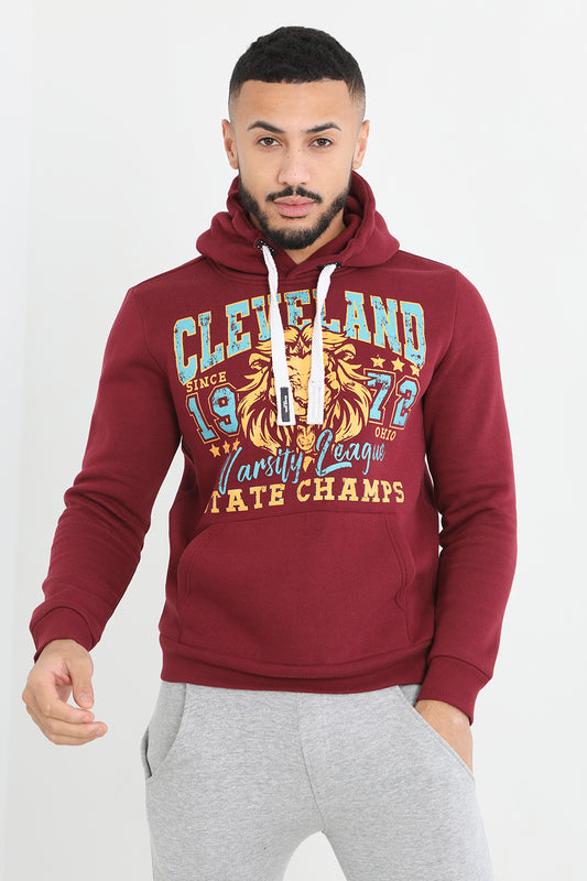 Brave Soul Burgundy Graphic Print Hoodie - Burgundy Image 1