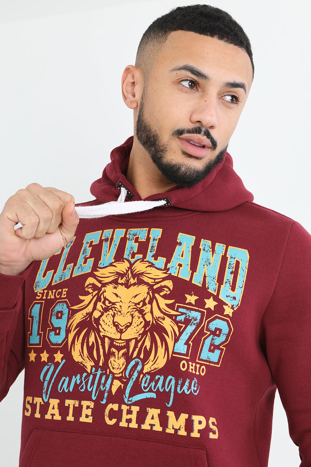 Brave Soul Burgundy Graphic Print Hoodie - Burgundy Image 3
